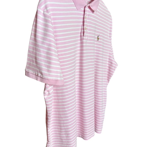 Polo Ralph Lauren Classic Fit Pink & White Striped 3 Button Closure Polo sz XL - Picture 7 of 10